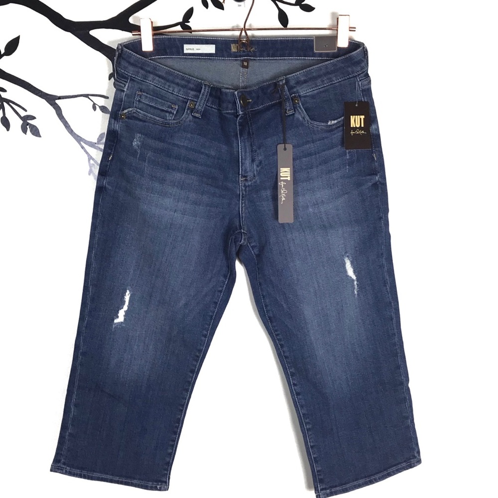 Kut from the Kluth Natalie Distressed Crop Dark Wash Jeans